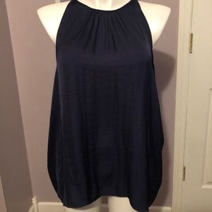 Navy Draped Summer Halter Tank